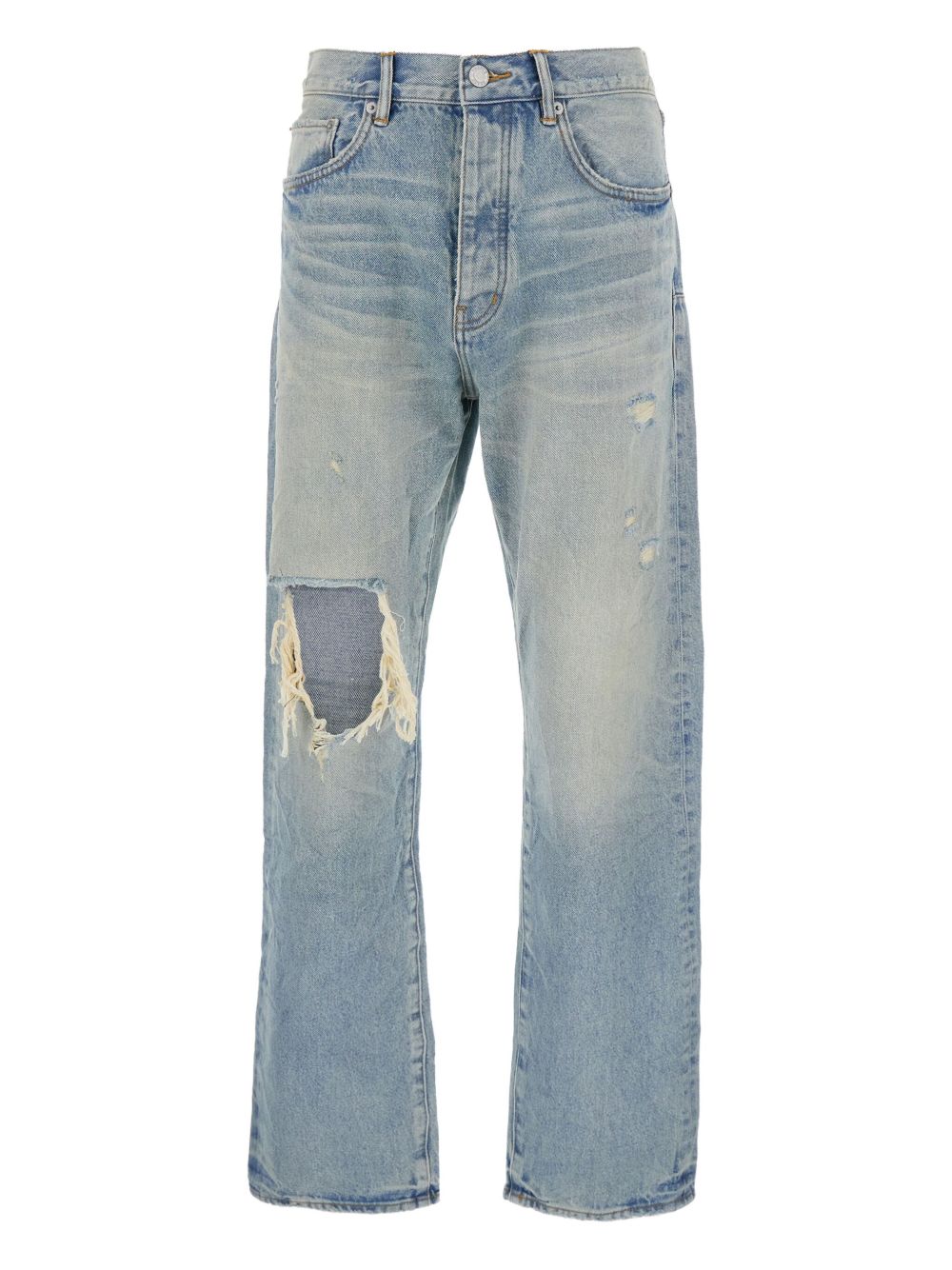 Logo-patch ripped jeans - Blue