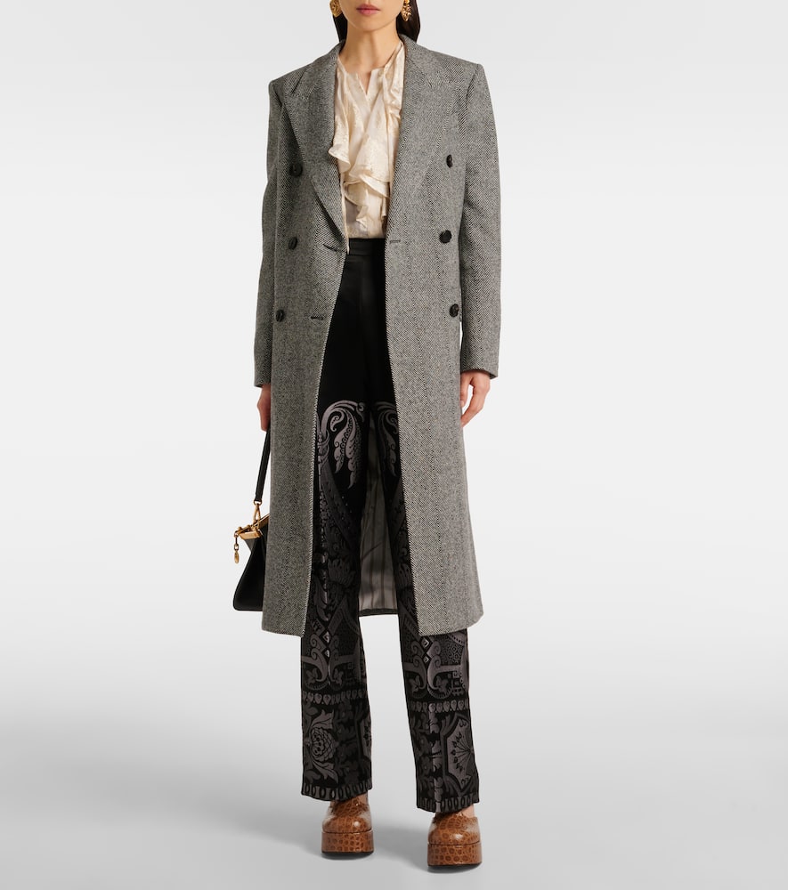 Printed silk-blend wide-leg pants