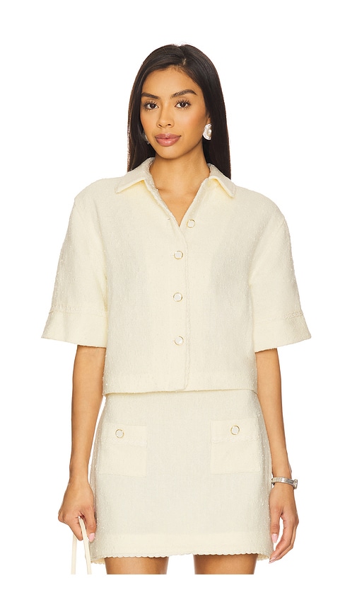 SIMKHAI Khloe Short Sleeve Button Down in Pink. -  XS also in L