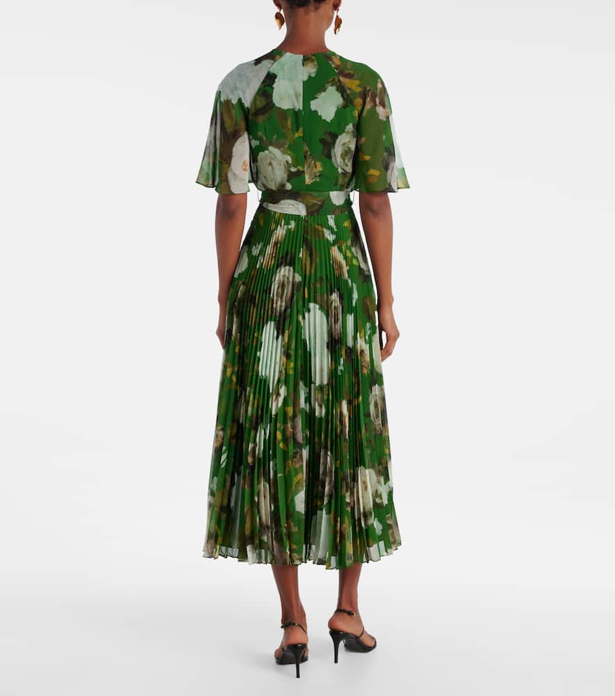 Floral pleated midi dress