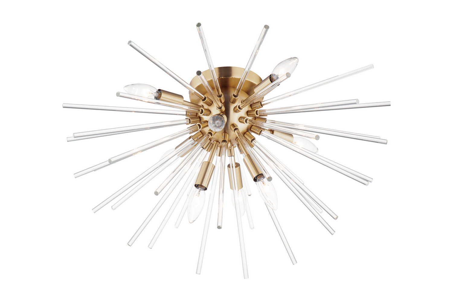 Satin Brass Eight Light Flush Mount from the Polaris Collection