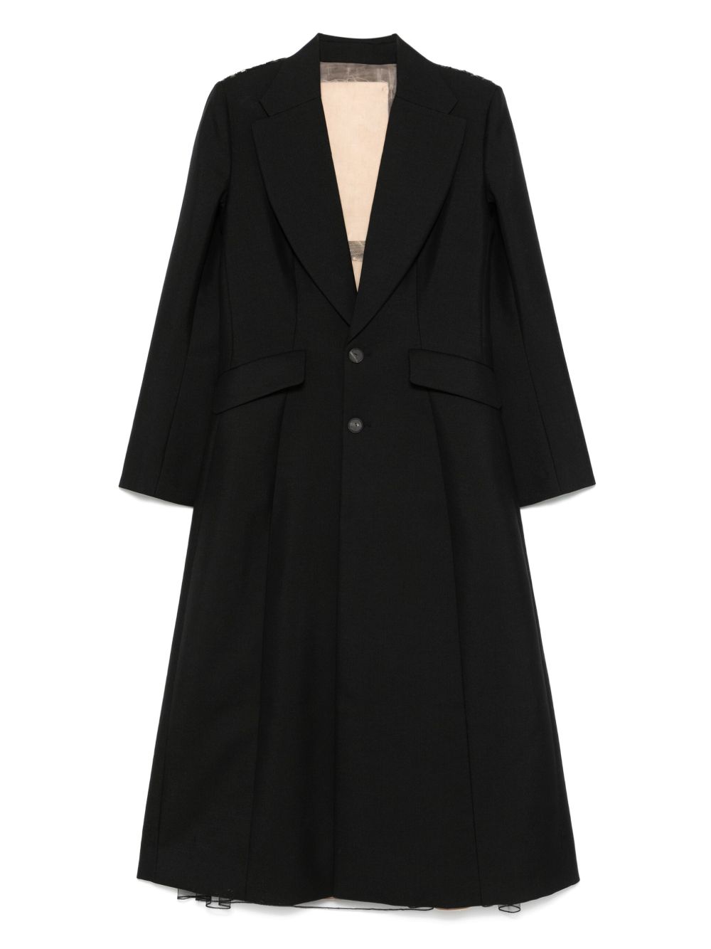 Patchwork-detail coat - Black