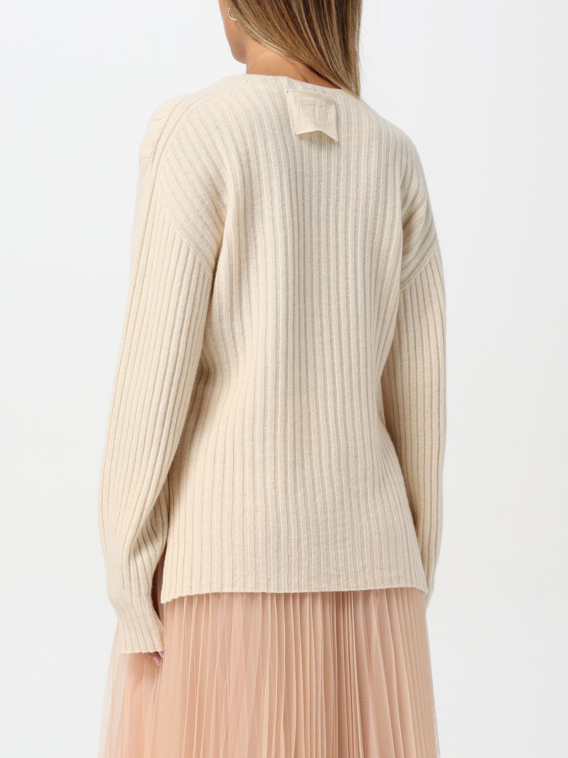 V-neck ribbed-knit jumper - Blue