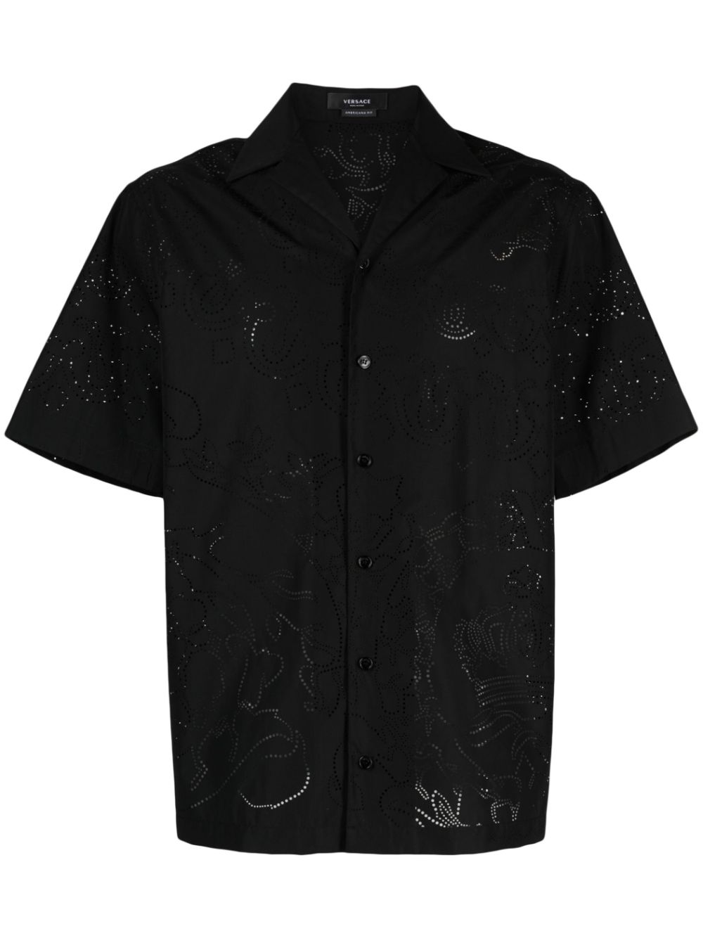 Perforated-detail button-up shirt - Black