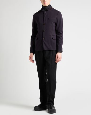 Man Jacket Midnight blue Size 38 Viscose, Polyamide, Elastane, Goat skin