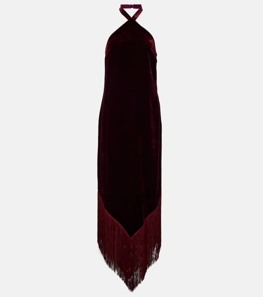Nina fringed velvet maxi dress