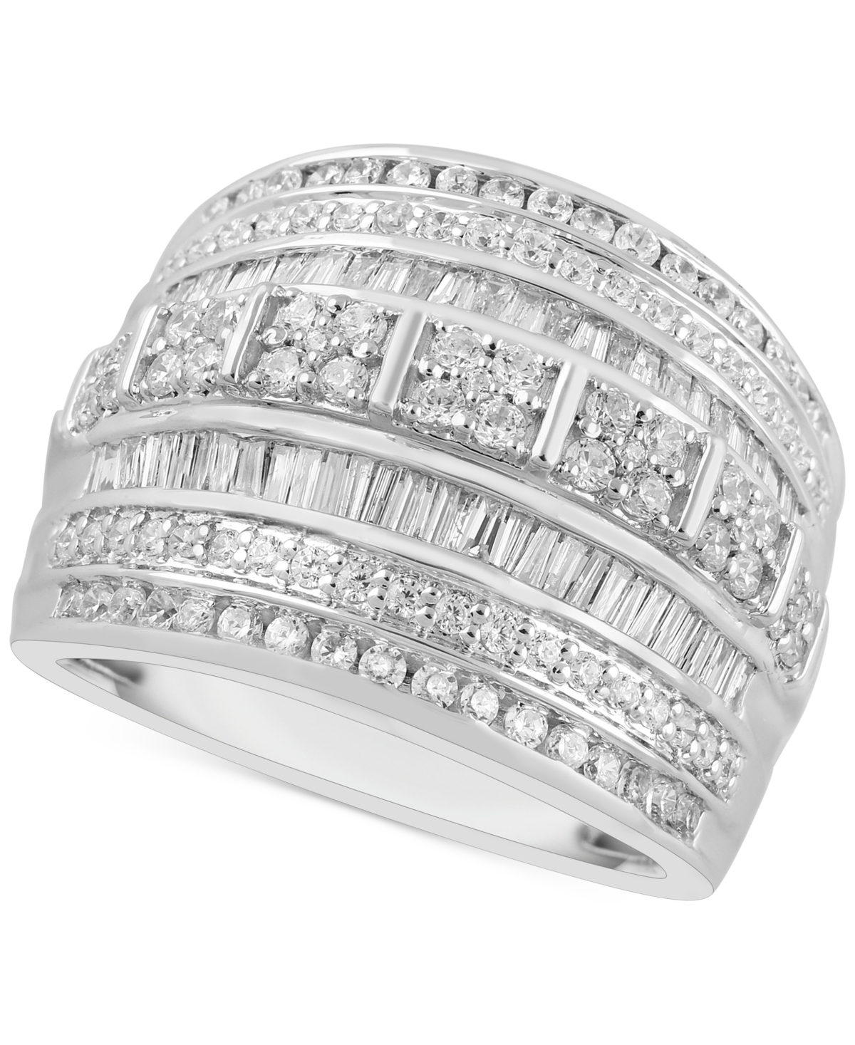 Diamond Wide Band Multi-Row Statement Ring (2 ct. t.w.) in Sterling Silver - Sterling Silver