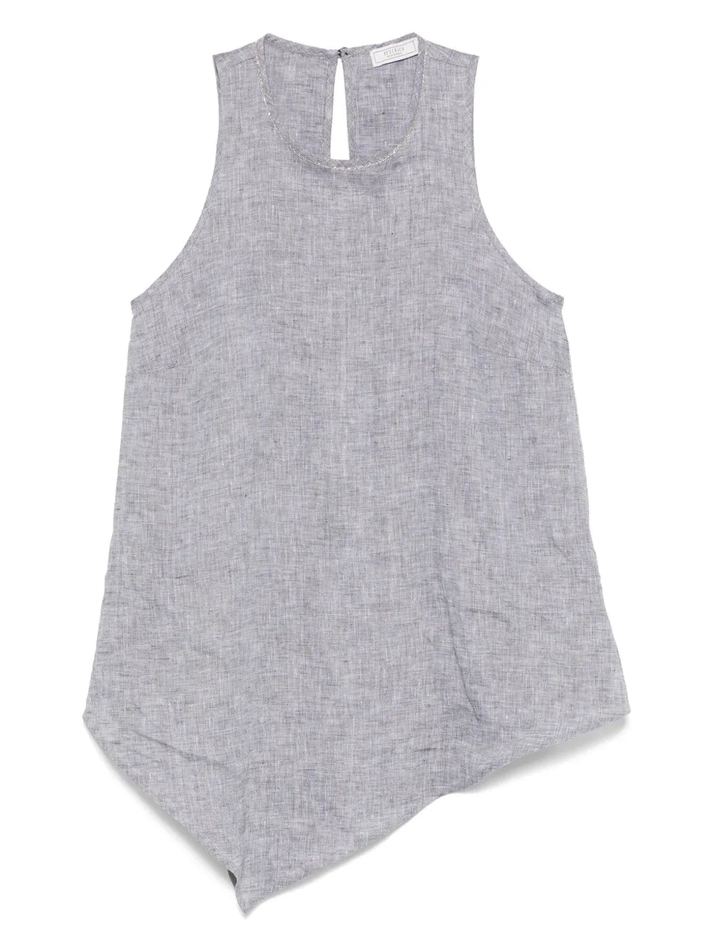 Linen Asymmetrical Tank Top — grey