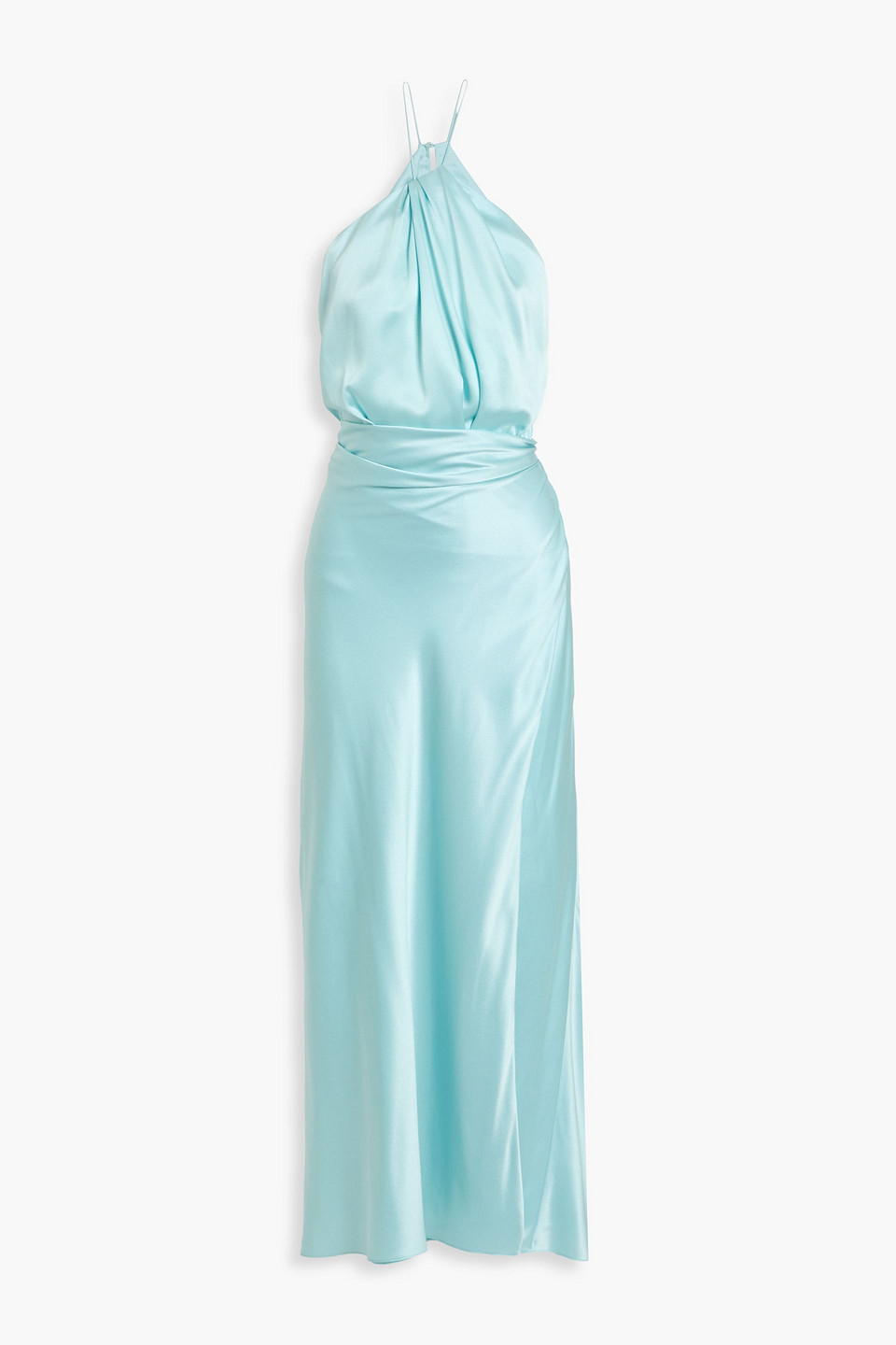 Draped silk-satin maxi dress - Blue - US 0