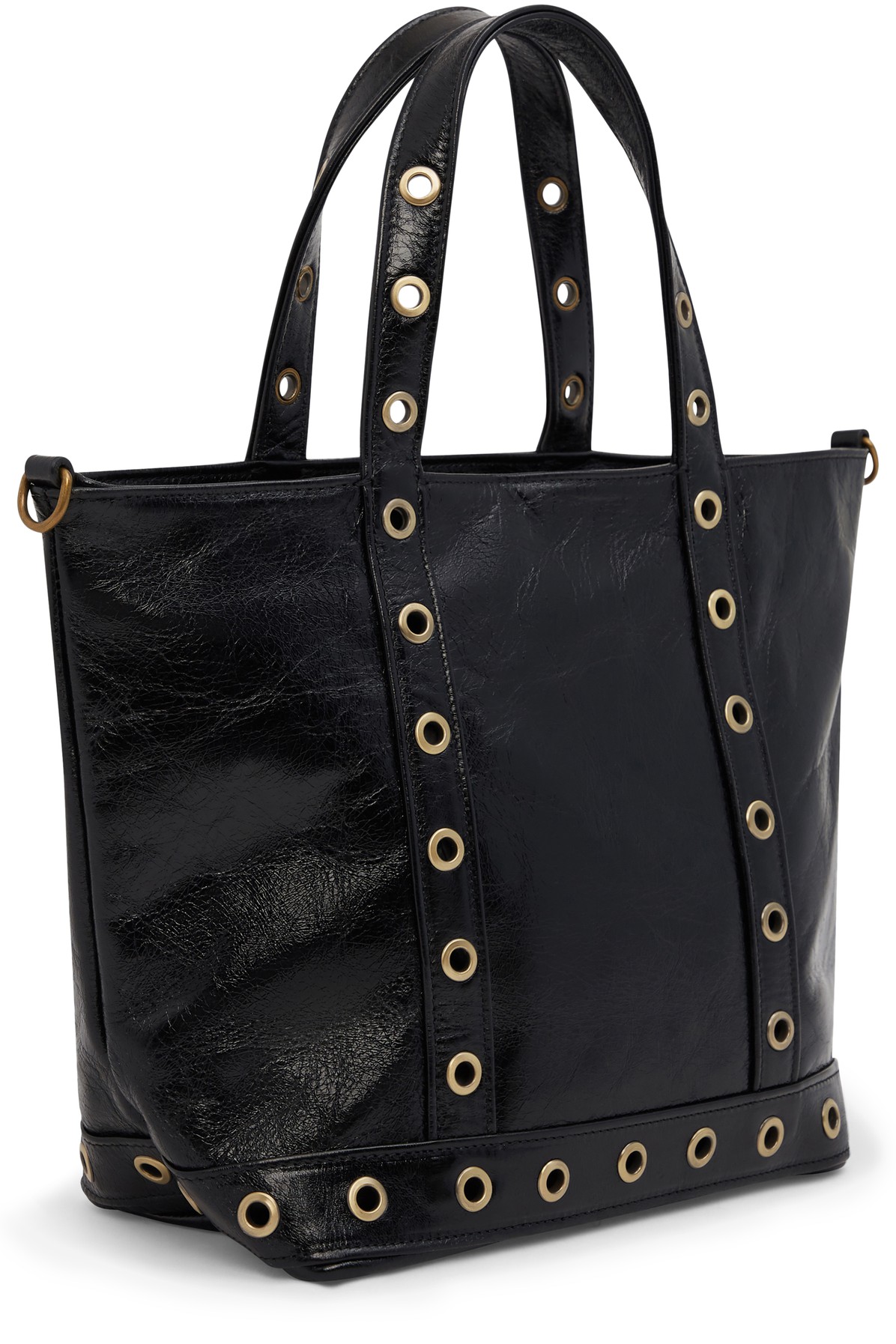 Small crinkled leather and eyelets Cabas tote