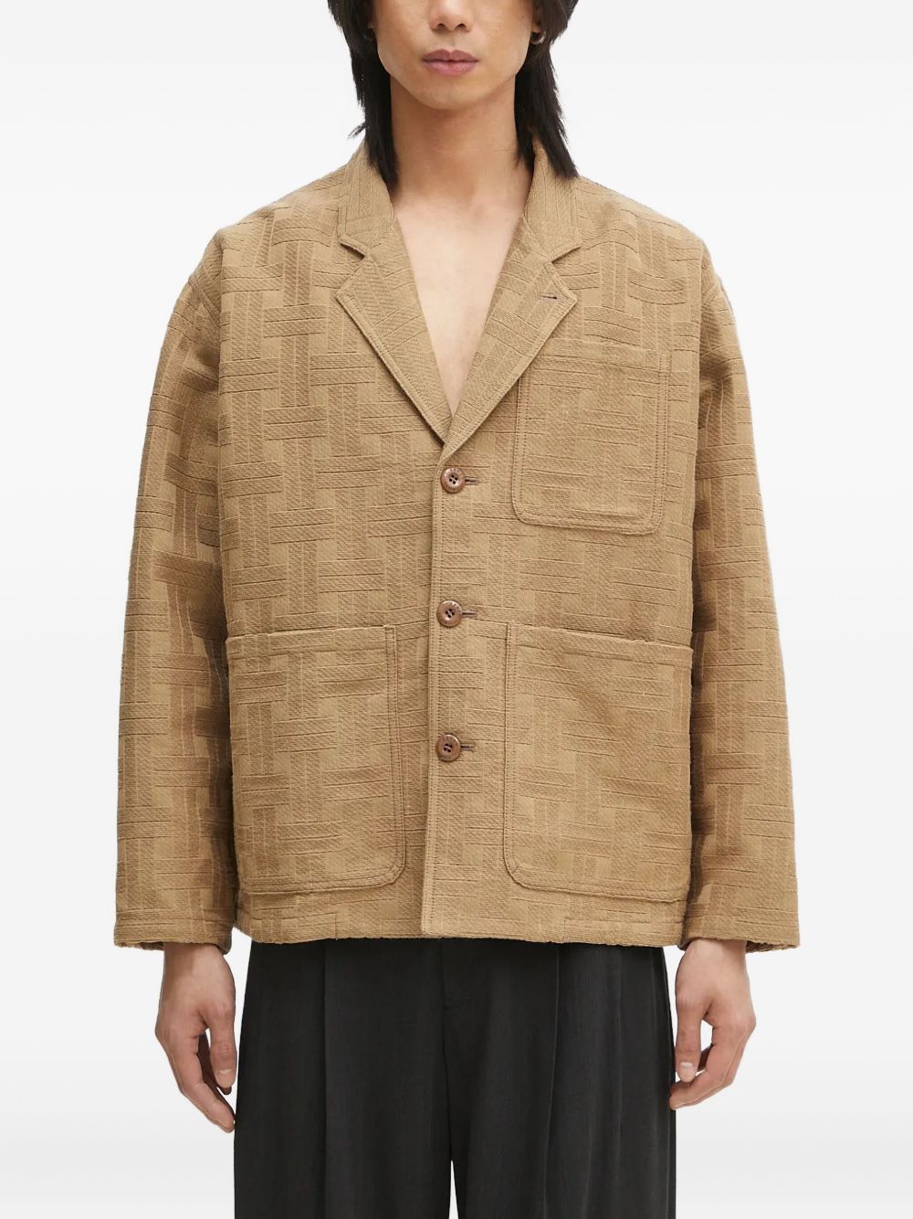 Patterned-weave workwear jacket - Neutrals