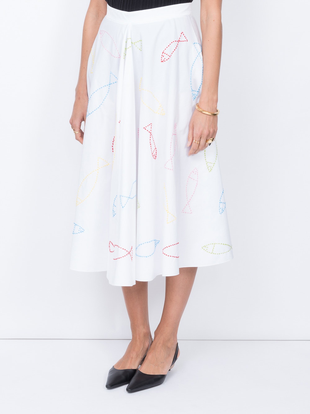Fish Print Skirt White