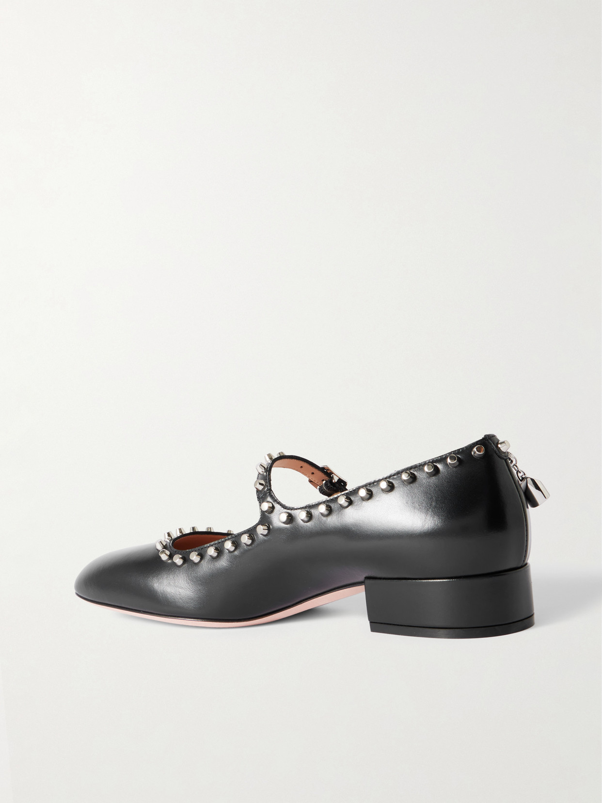 Belkys Embellished Studded Leather Mary Jane Pumps - Black