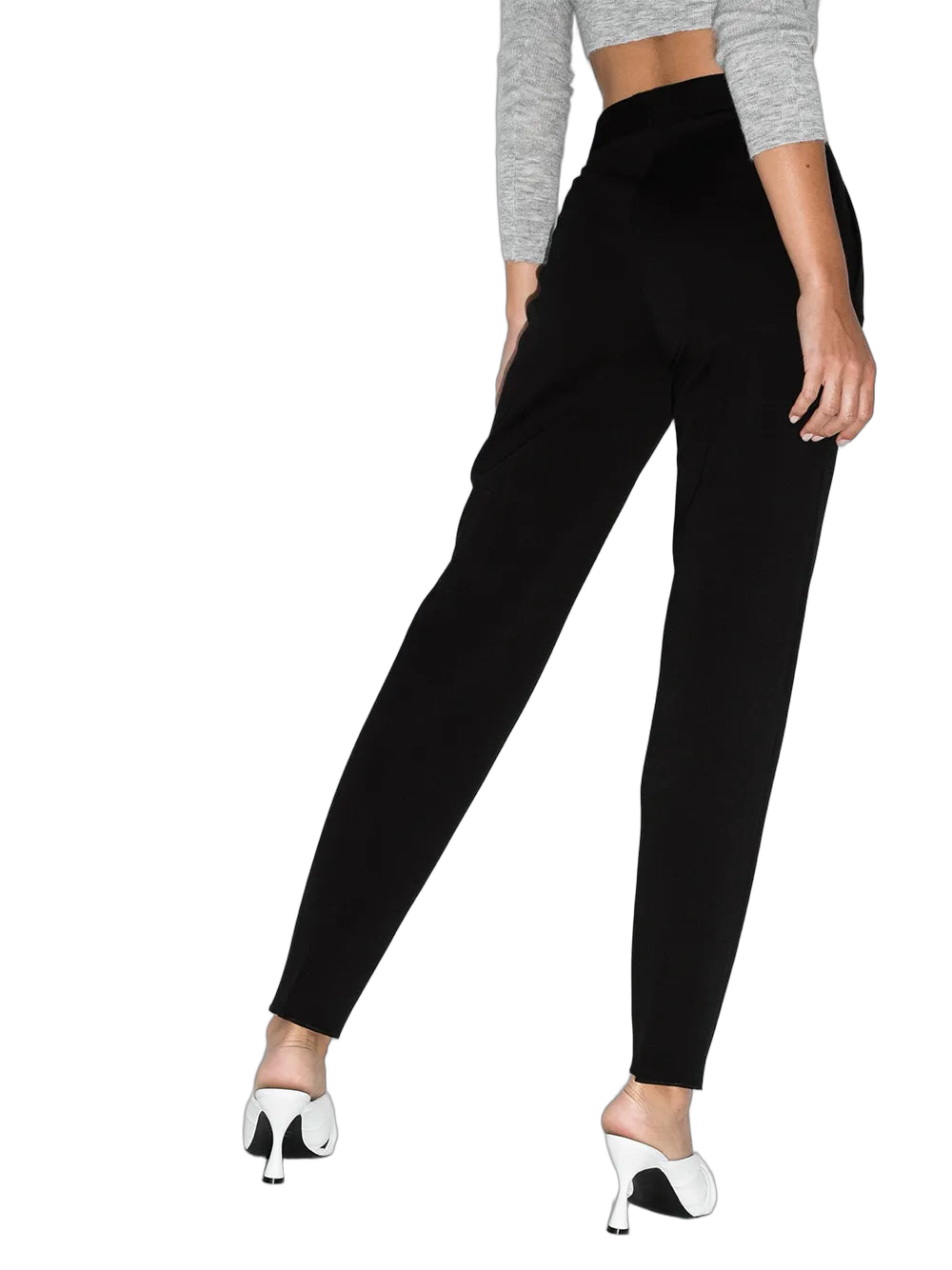 High-Waist Tailored Trousers — Black