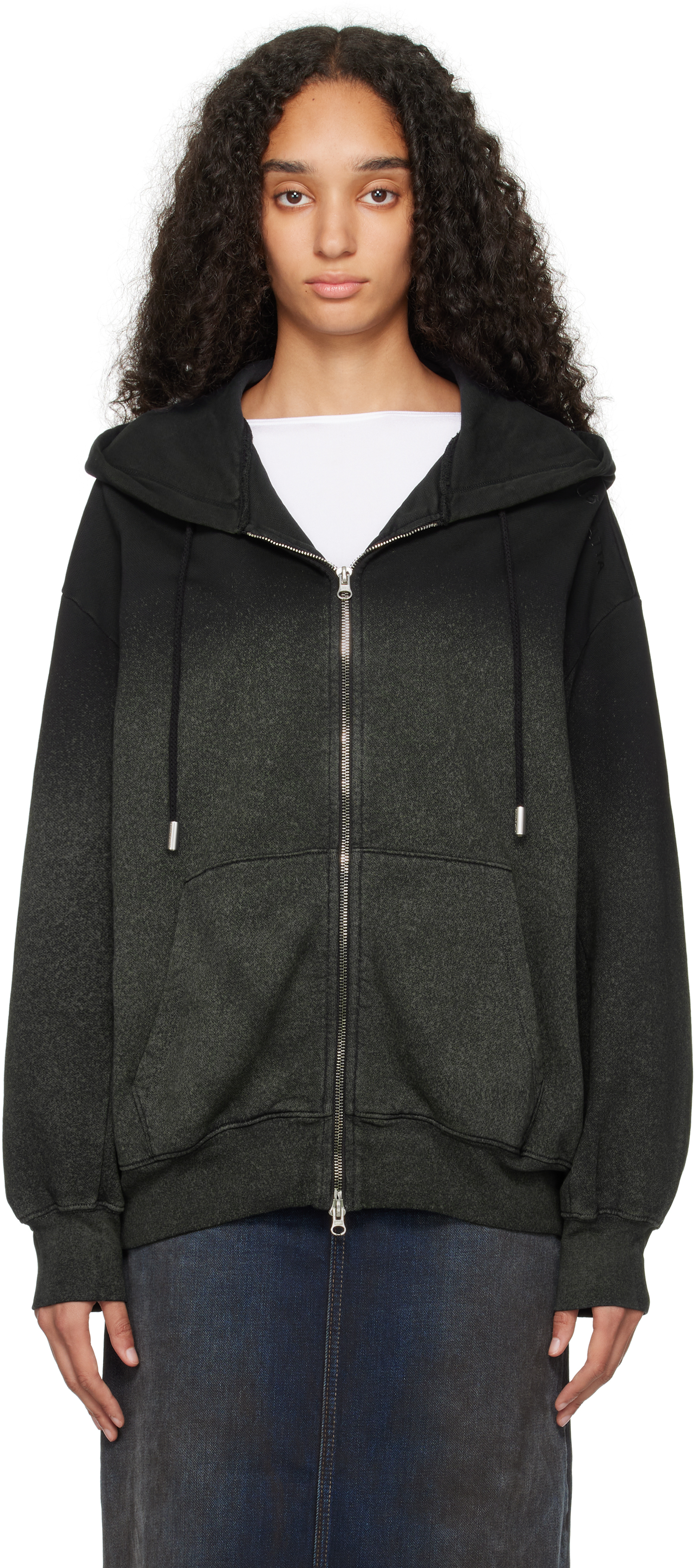 Eckhaus Latta Black Zip Hoodie