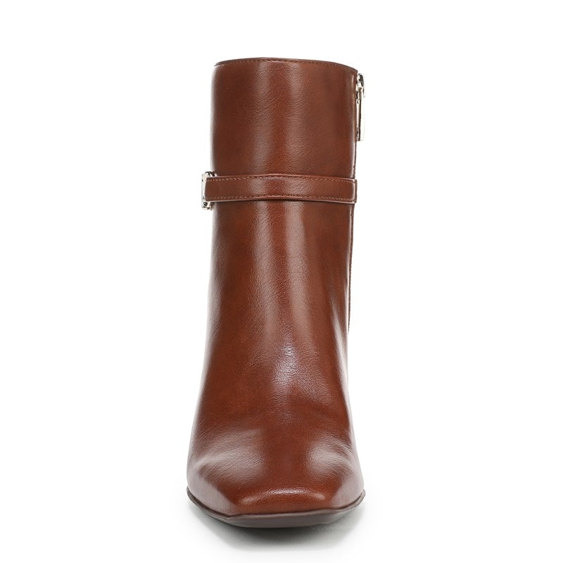 Nanette Ankle Bootie Boots, Saddle Tan Faux Leather