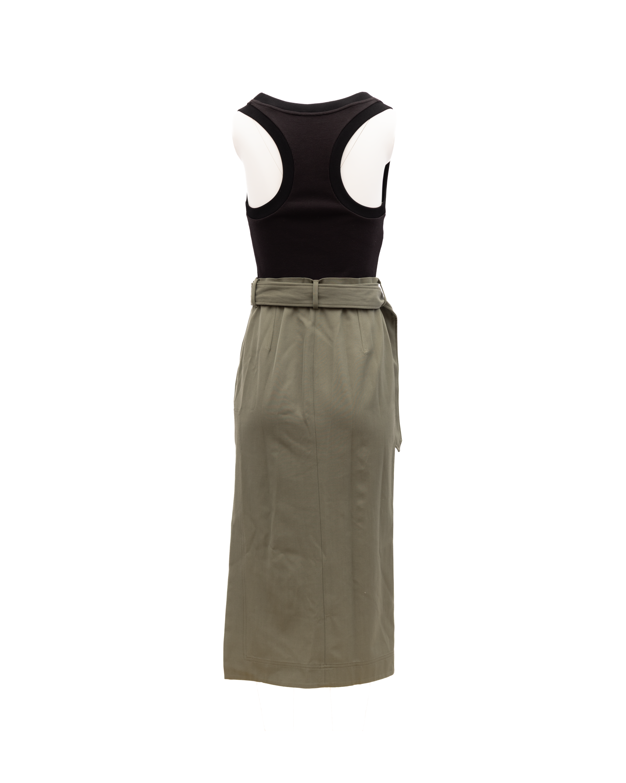 Acetate and Silk Colorblock Dress — Black
