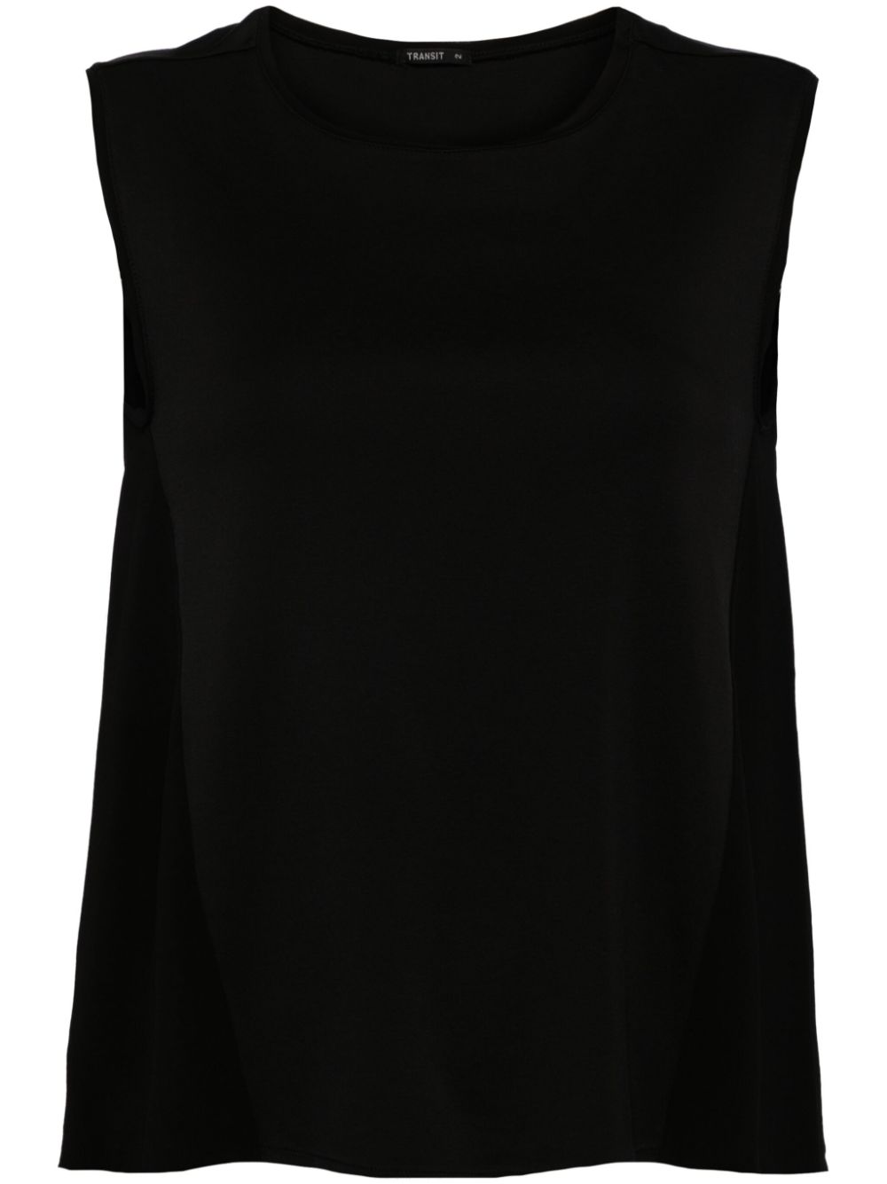 Round-neck sleeveless top - Black