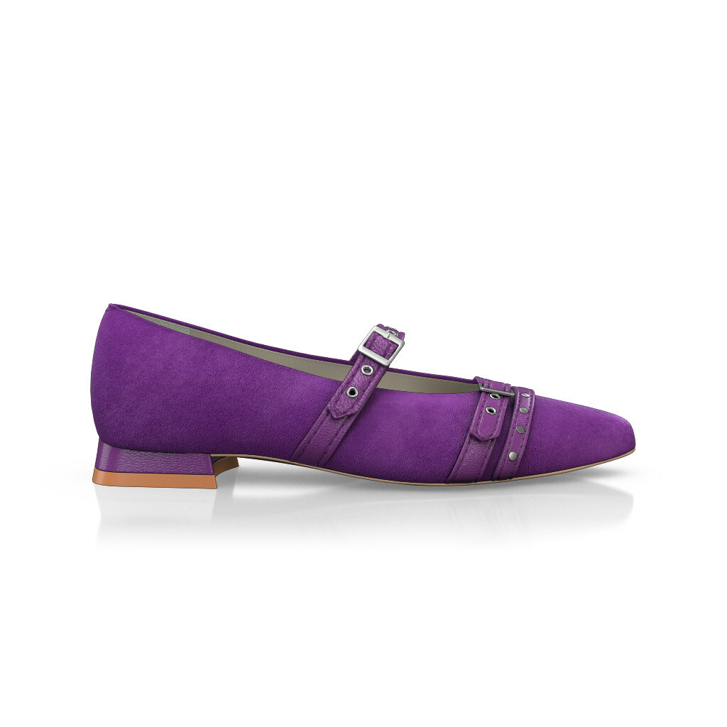 Ballerines pointues Chaussures plates Femme Faites main en Italie en Cuir Améthyste Violet - Sur Mesure, Petit, Boucles, Boucle - GIROTTI
