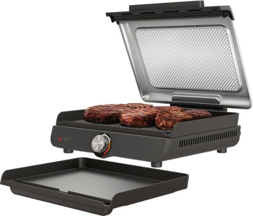 Sizzle Smokeless Countertop Indoor Grill & Griddle with Interchangeable Grill and Griddle Plates - Gray/Silver