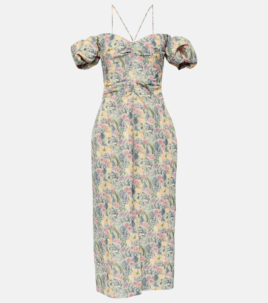 Ruched off-shoulder midi dress