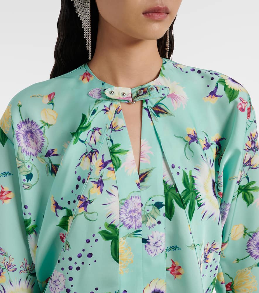 Layered floral satin blouse