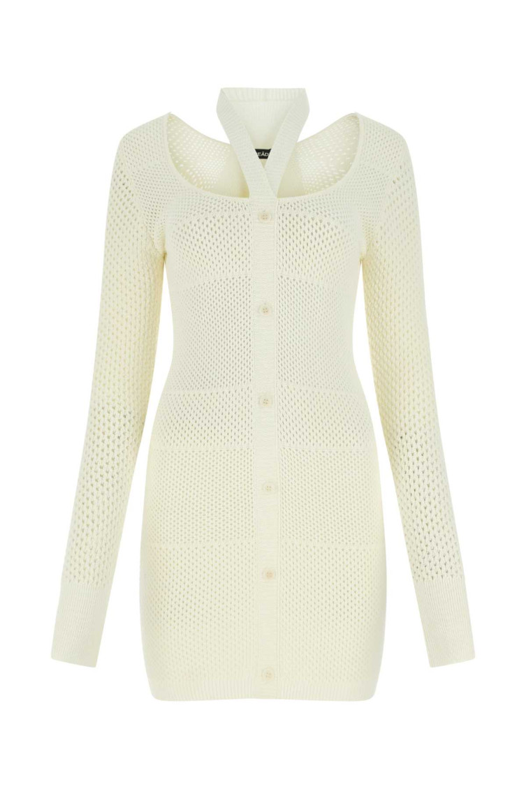 ANDREĀDAMO Ivory Stretch Viscose Blend Dress