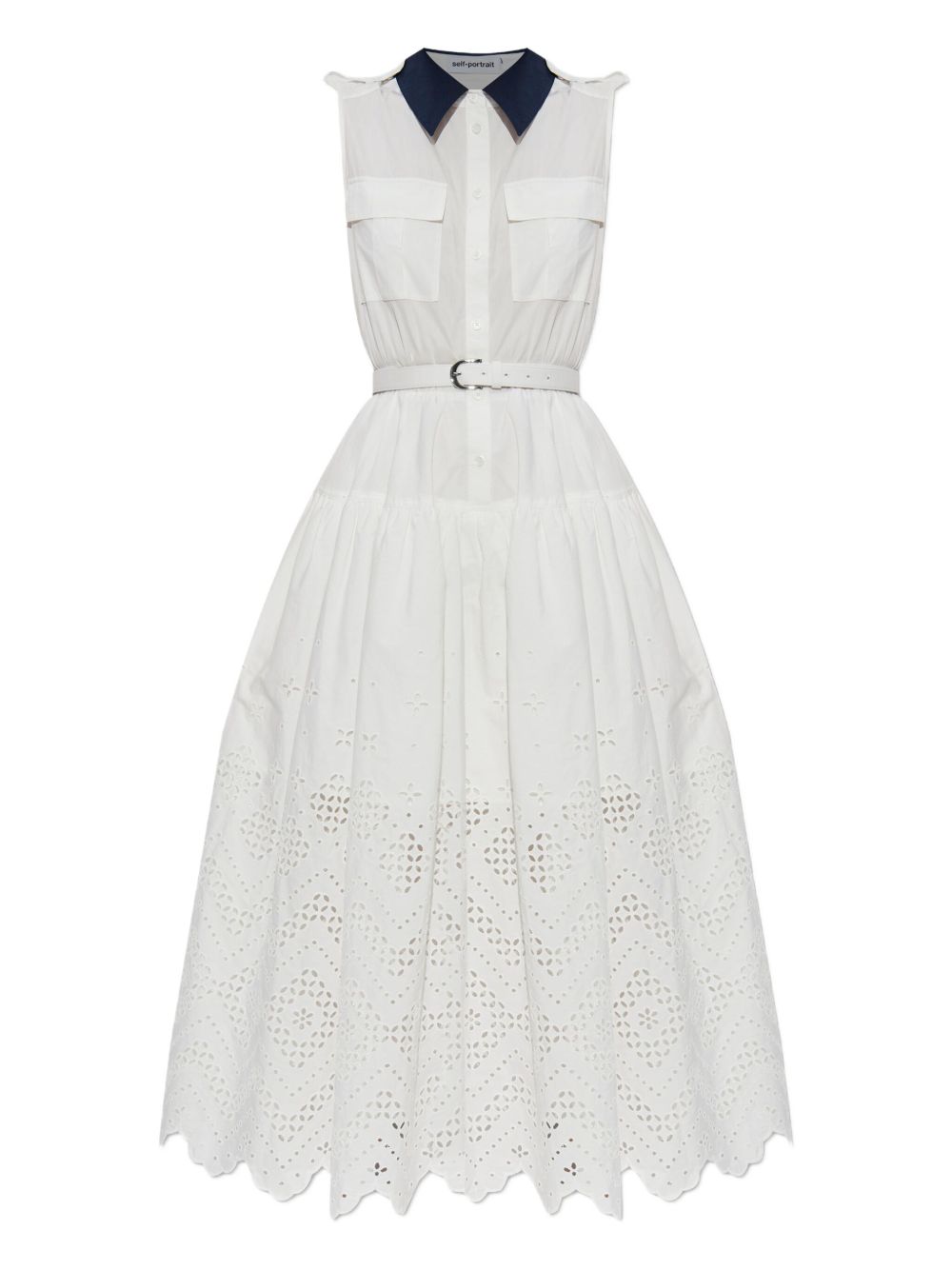Belted midi dress - White