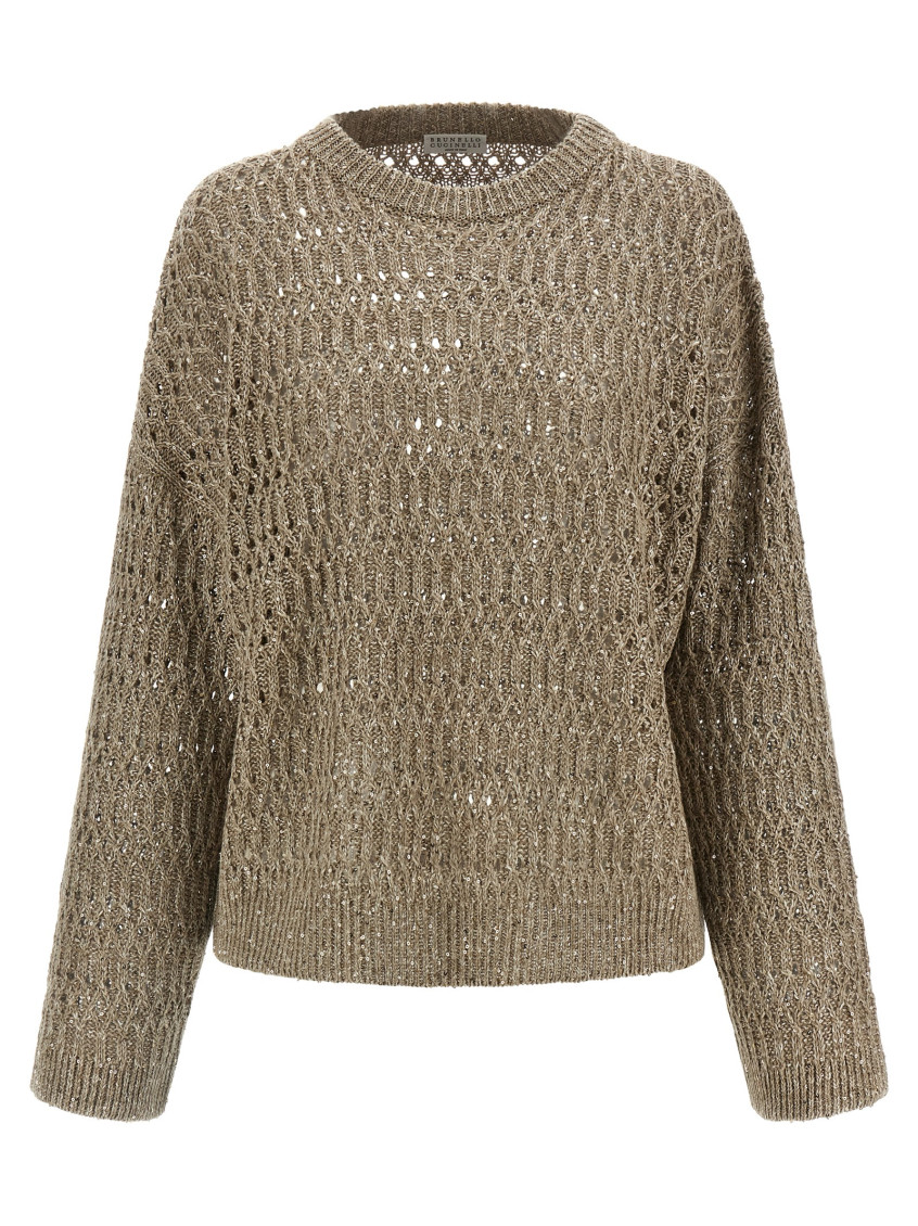 Brunello Cucinelli - linen crew neck sweater diamond pattern