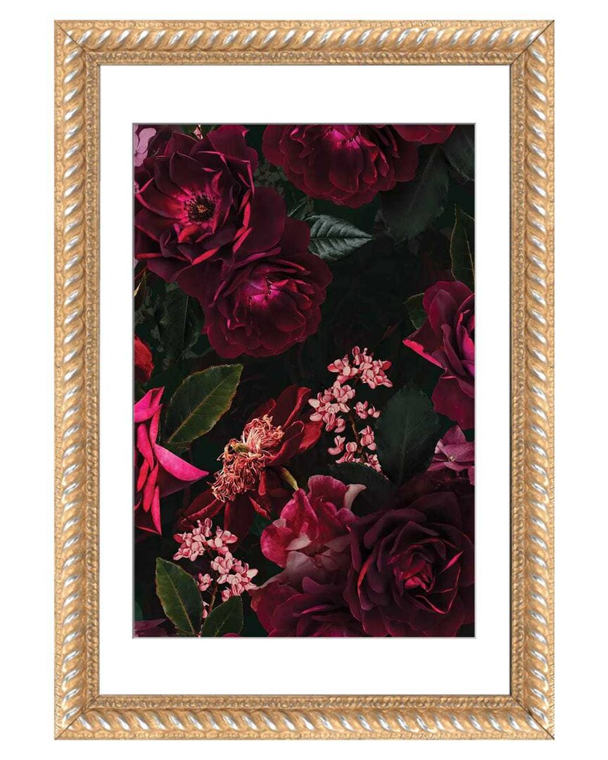 Vintage Midnight Summer Botanical Roses Garden By Utart Wall Art