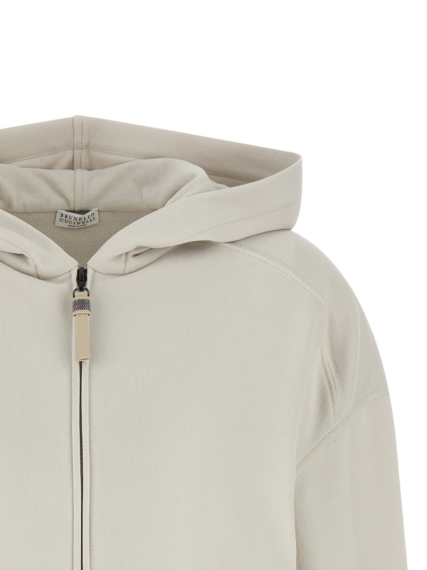 Off White Solid Hood Sweatshirt