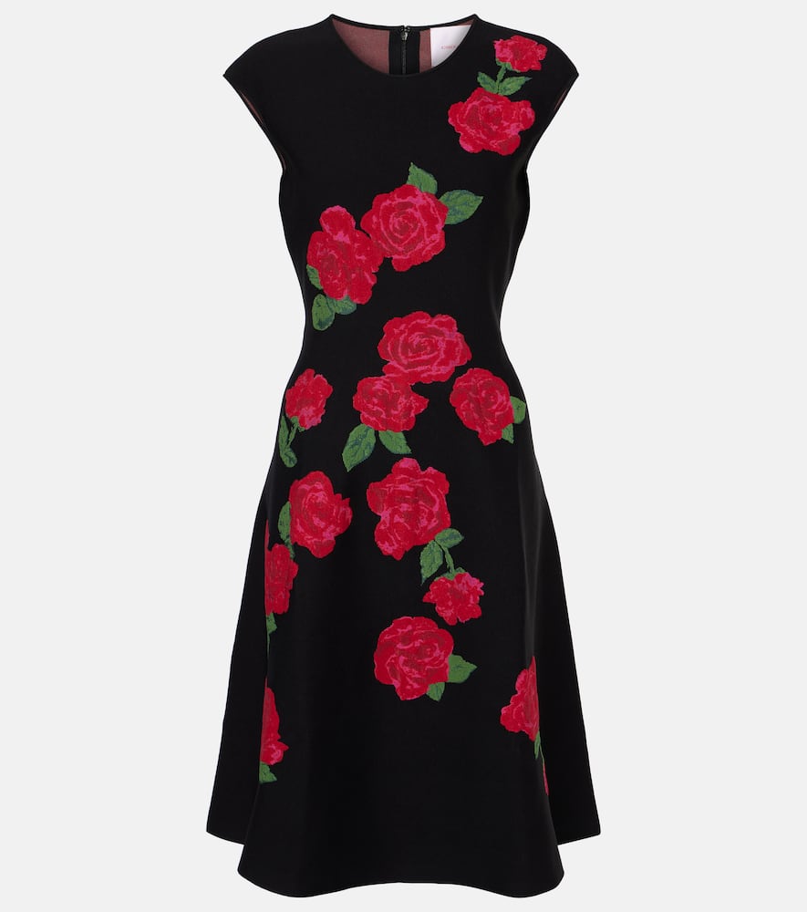 Floral jacquard midi dress