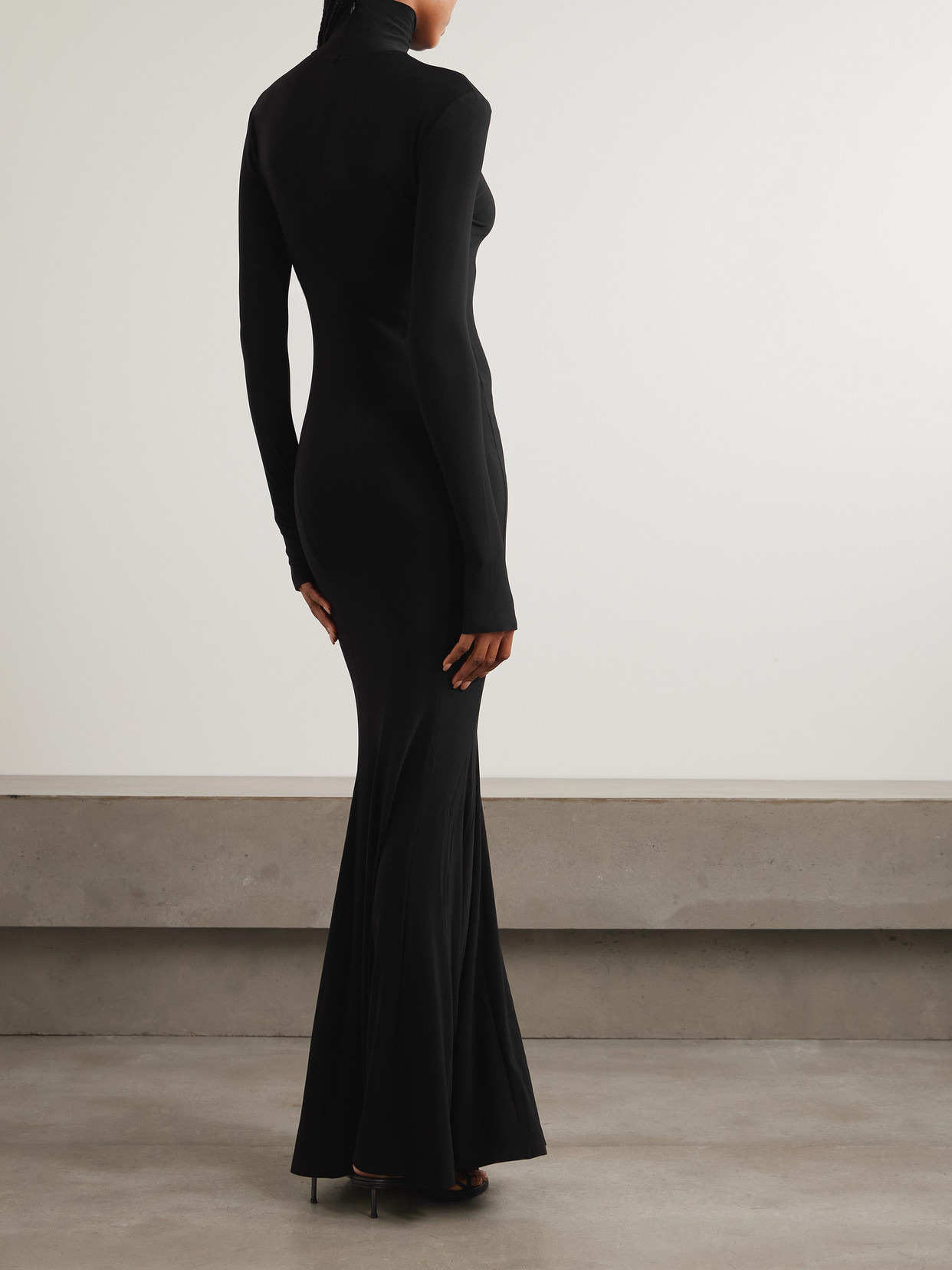 Stretch-jersey Turtleneck Gown - Black