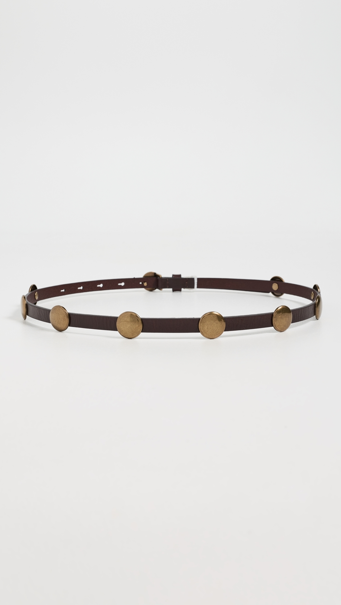 Skinny Studded Belt Cherry Wood