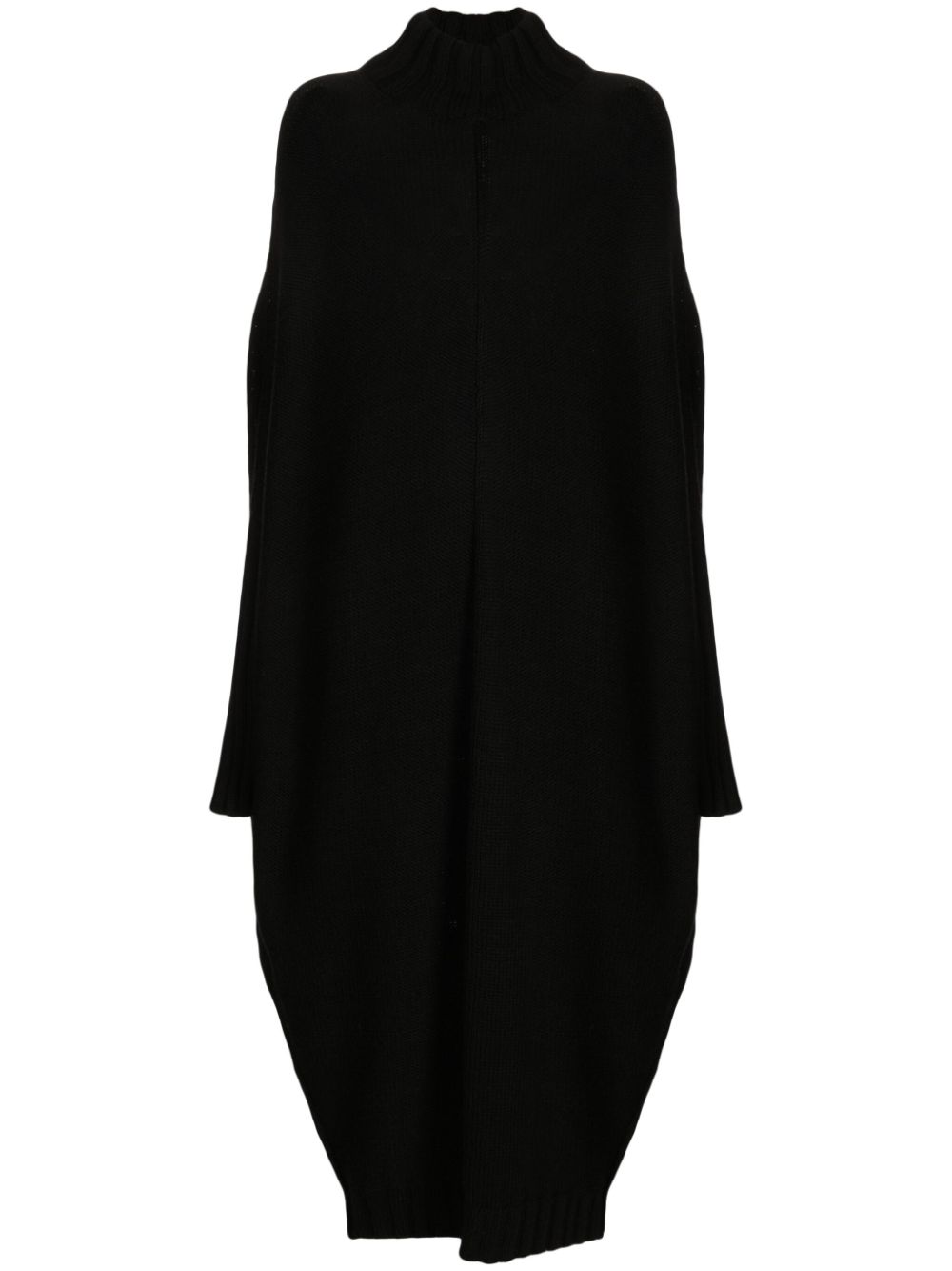 Mock-neck knitted midi dress - Black