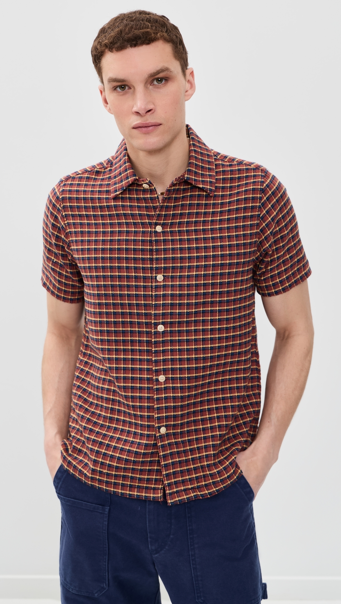 Dobby Check Busy Shirt Red/Multi