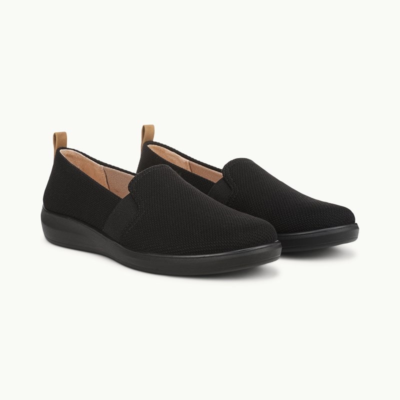 Stride Next Wave Slip On Shoes Black Knit Fabric