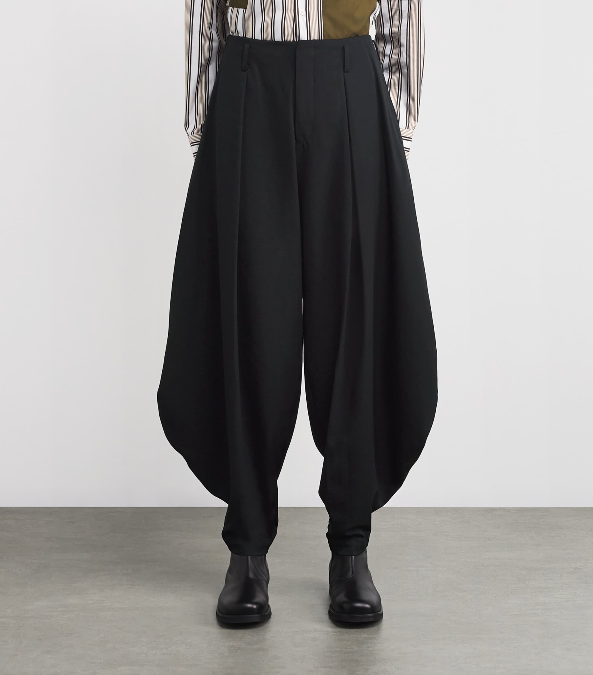 Wool Balloon Wide-Leg Trousers