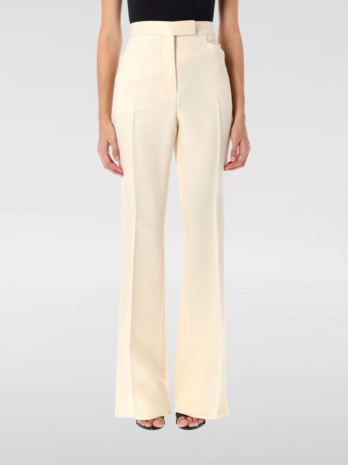 Wide-leg tailored trousers - Neutrals
