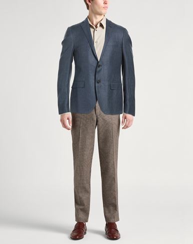 Man Blazer Blue Size 40 Virgin Wool, Linen, Silk