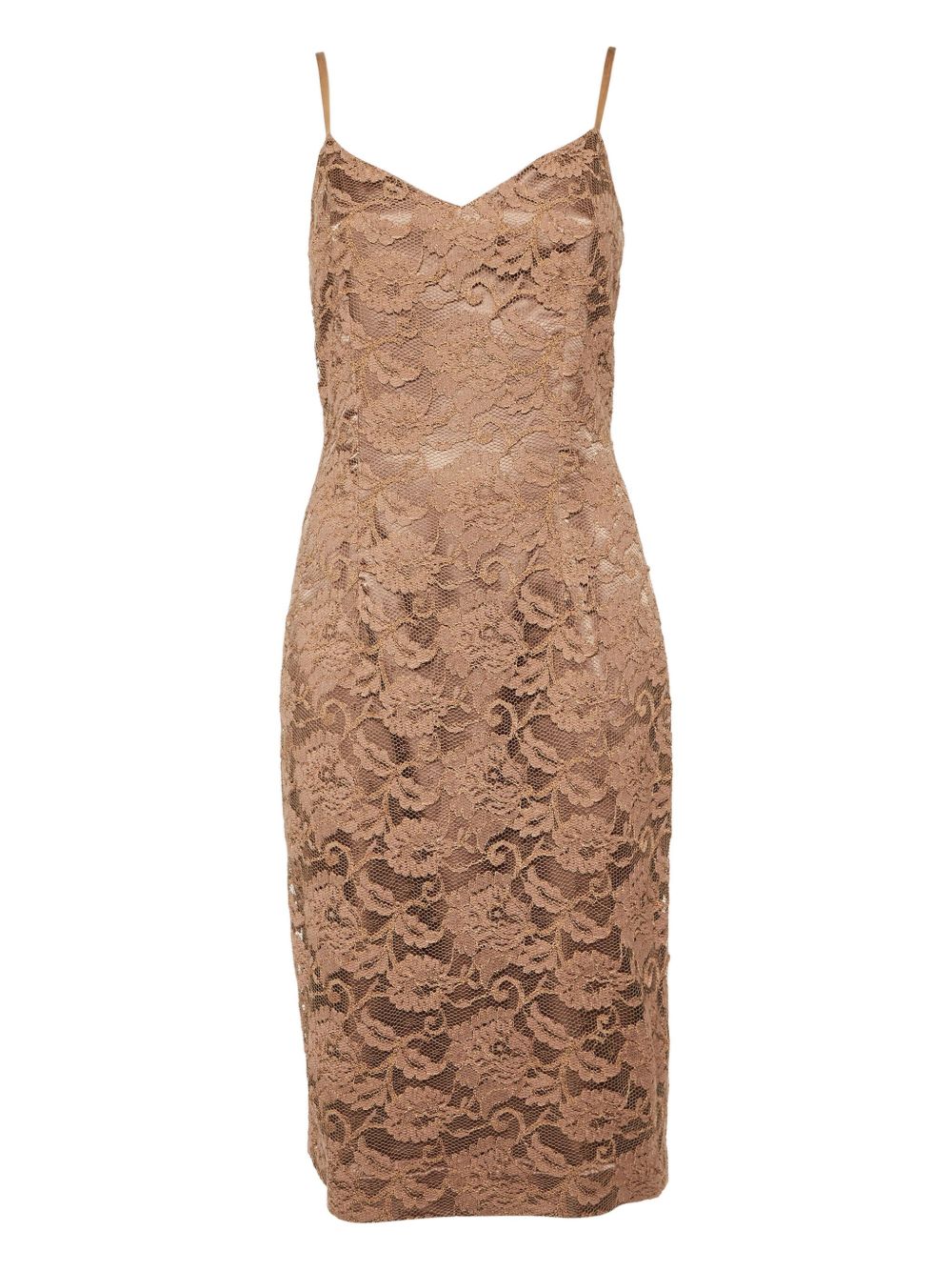 Lace-detailing midi dress - Pink