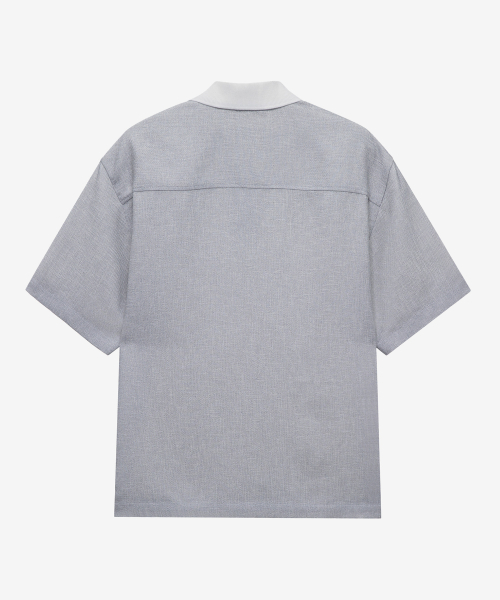 Collar Point Pullover Gray Oversized Short Sleeve Shirt