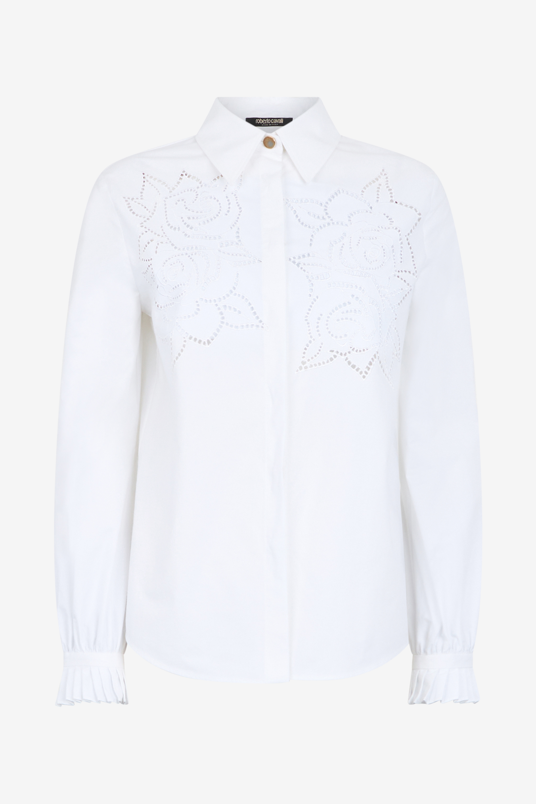 Shirt With Perforated Rose Motif