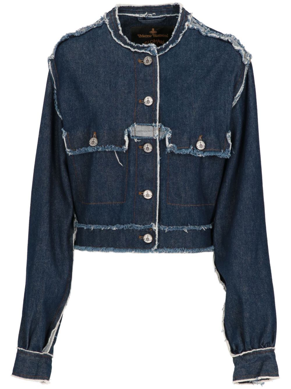 2000s distressed denim jacket - Blue
