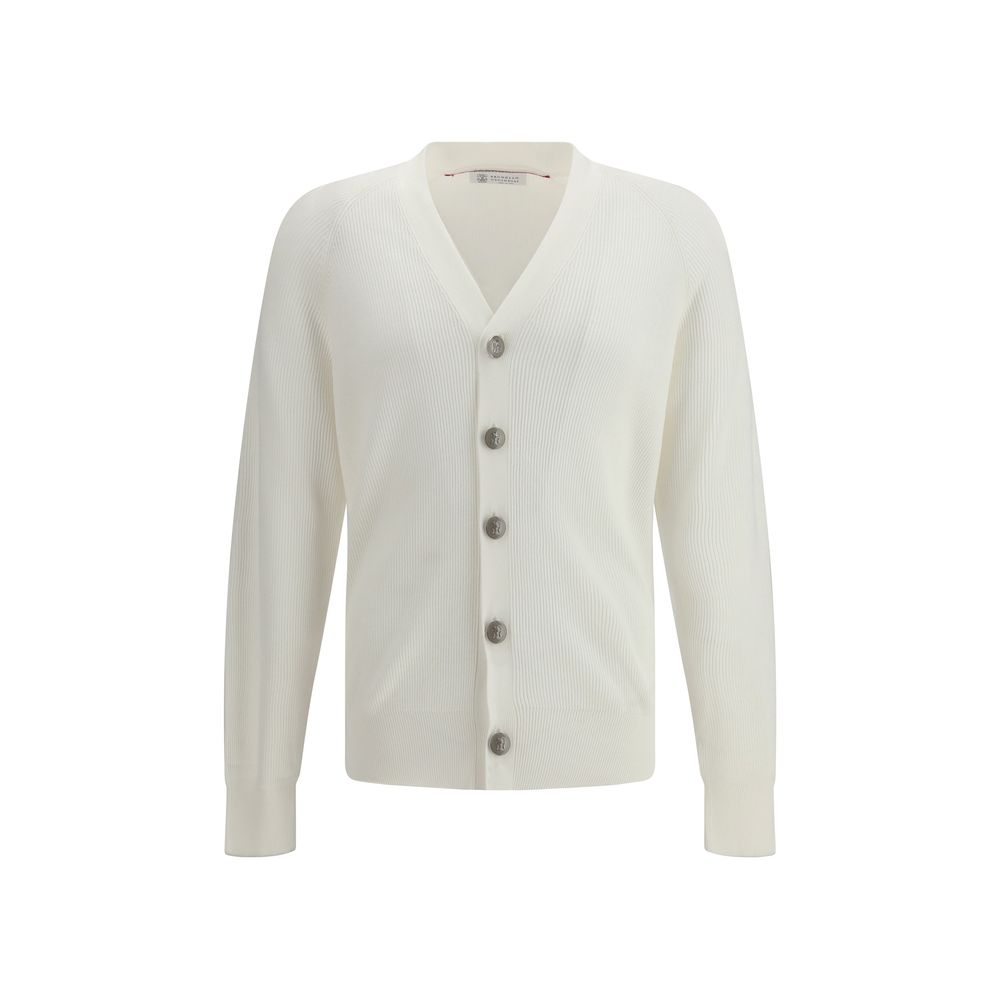 Ribbed Cotton Cardigan — White