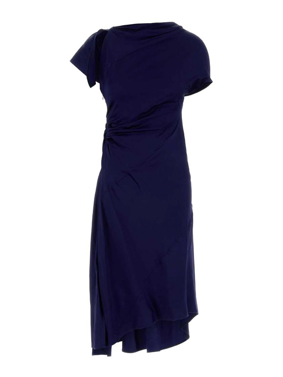 Blue midi dress with asymmetric cuts