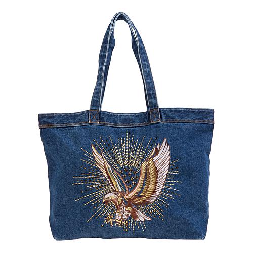 Embroidered Denim Tote Bag
