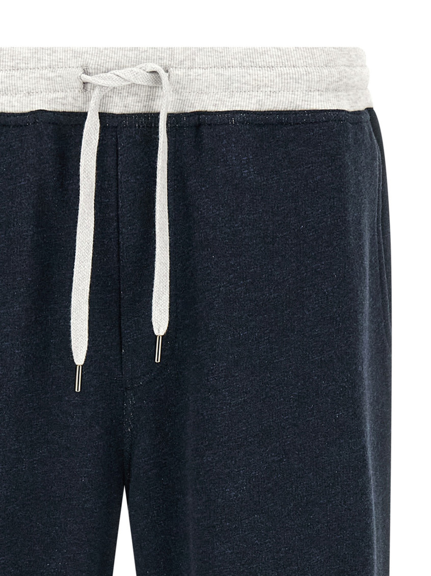 Linen Cotton Joggers Pants Blue