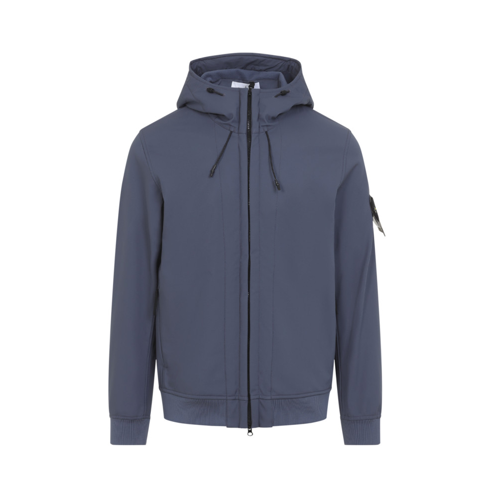 Blue Solid Hood Jacket