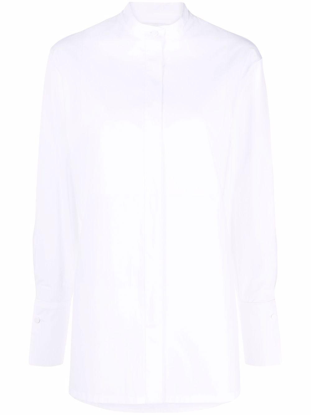 Band-collar button-front tailored shirt - White
